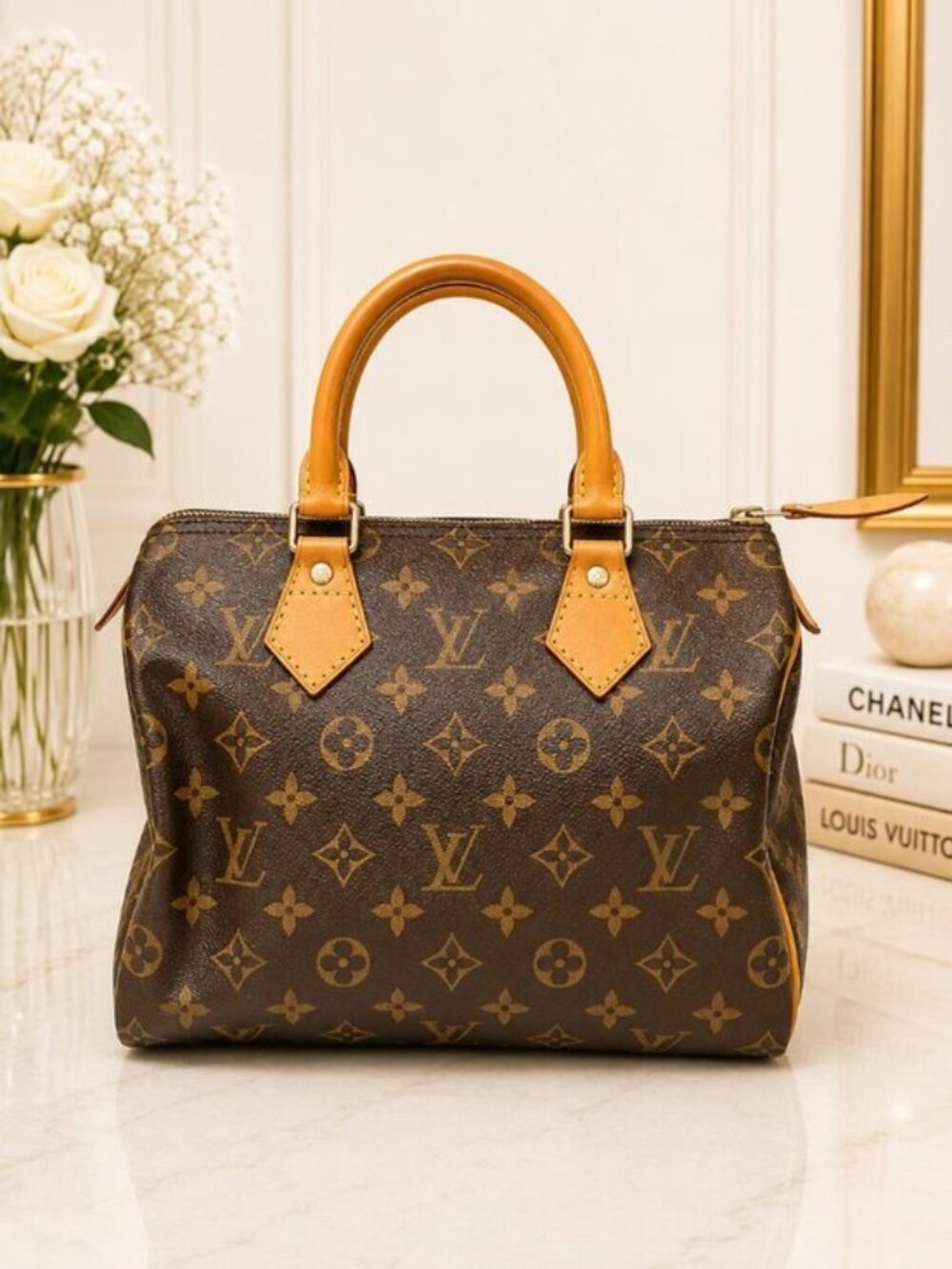 Authentic Louis Vuitton Speedy 25 Monogram Canvas Handbag Satchel Bag
